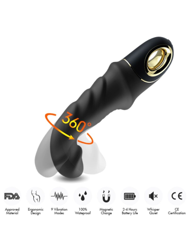 ARMONY - Joyblade Dildo Vibrador Rotador Negro: Placer Erótico Premium y 9 Modos de Vibración