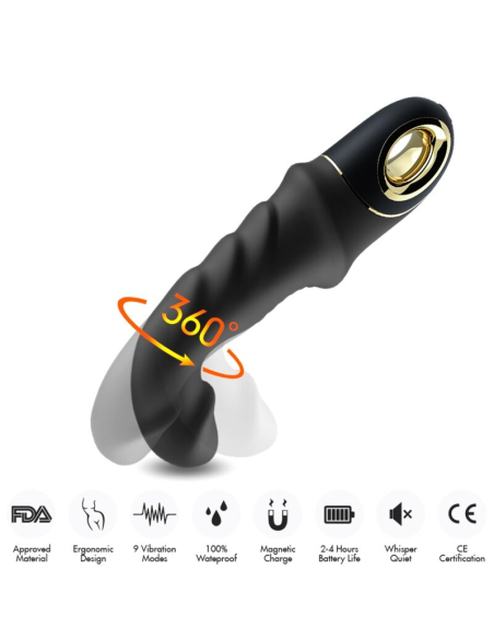 ARMONY - Joyblade Dildo Vibrador Rotador Negro: Placer Erótico Premium y 9 Modos de Vibración
