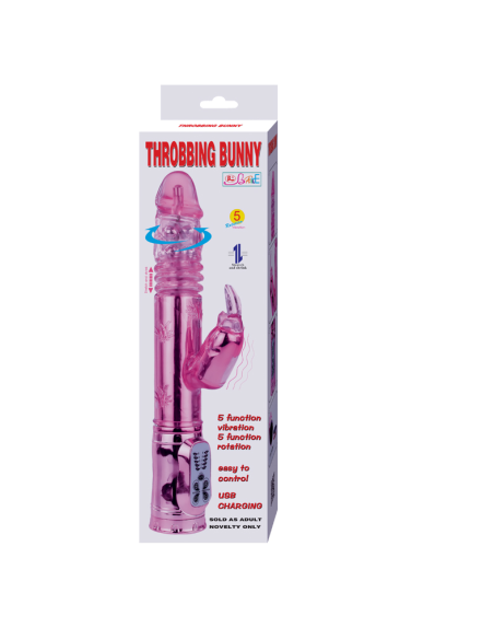 BAILE - THROBBING BUNNY ROTADOR RAMPANTE ROSA: Vibrador Clitorial y Vaginal Con 10 Velocidades, USB Recargable y Sumergible