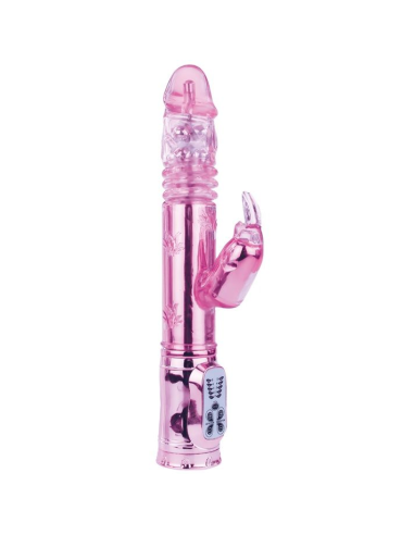 BAILE - THROBBING BUNNY ROTADOR RAMPANTE ROSA: Vibrador Clitorial y Vaginal Con 10 Velocidades, USB Recargable y Sumergible