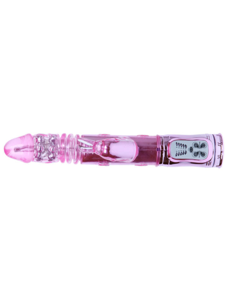 BAILE - THROBBING BUNNY ROTADOR RAMPANTE ROSA: Vibrador Clitorial y Vaginal Con 10 Velocidades, USB Recargable y Sumergible