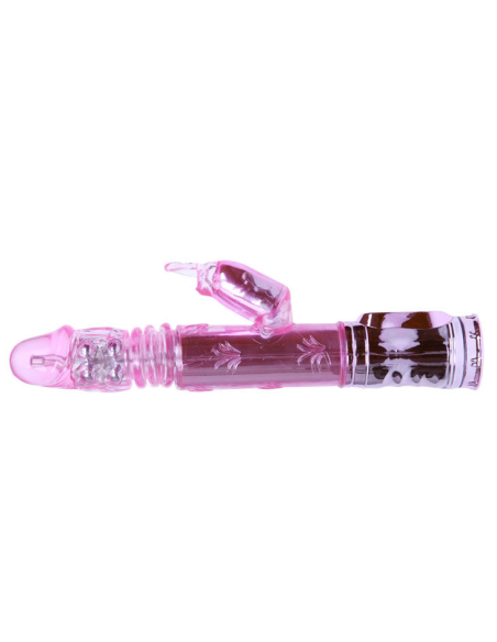 BAILE - THROBBING BUNNY ROTADOR RAMPANTE ROSA: Vibrador Clitorial y Vaginal Con 10 Velocidades, USB Recargable y Sumergible