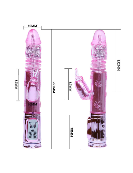 BAILE - THROBBING BUNNY ROTADOR RAMPANTE ROSA: Vibrador Clitorial y Vaginal Con 10 Velocidades, USB Recargable y Sumergible