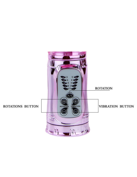 BAILE - THROBBING BUNNY ROTADOR RAMPANTE ROSA: Vibrador Clitorial y Vaginal Con 10 Velocidades, USB Recargable y Sumergible