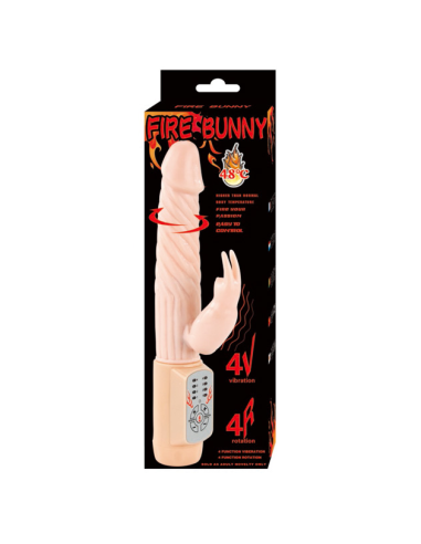 BAILE Fire Bunny: Vibrador Rotador con Estimulador Clitorial y Temperatura de 48°