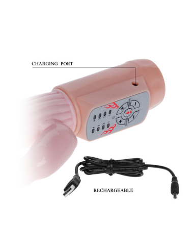 BAILE Fire Bunny: Vibrador Rotador con Estimulador Clitorial y Temperatura de 48°