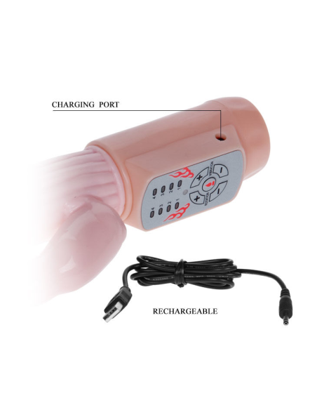 BAILE Fire Bunny: Vibrador Rotador con Estimulador Clitorial y Temperatura de 48°