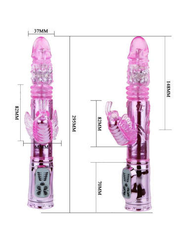 Baile - Vibrador Recargable con Rotación y Estimulador Throbbing Butterfly para el Máximo Placer Femenino