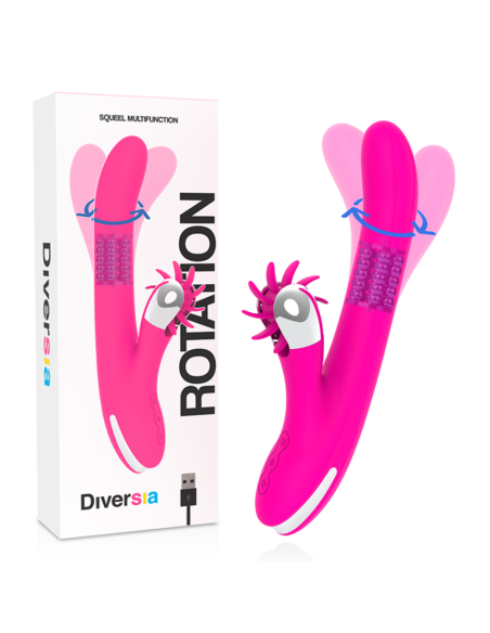 DIVERSIA - BUNNY ROTATION 24 CM: Vibrador Premium con Estimulación Potente y Rotación del Clítoris