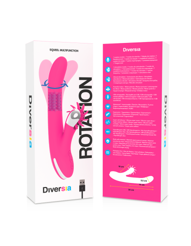 DIVERSIA - BUNNY ROTATION 24 CM: Vibrador Premium con Estimulación Potente y Rotación del Clítoris