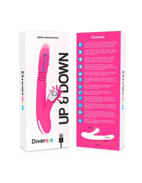 DIVERSIA - BUNNY UP & DOWN 24 CM: Vibrador Premium con Estimulación Multifuncional y Motor Potente