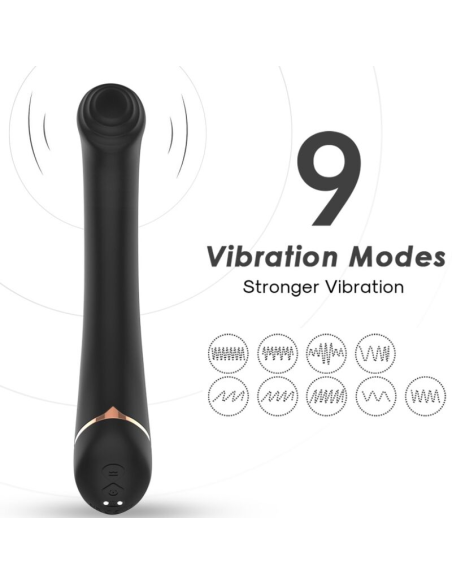 Vibrador ARMONY - Cabeza Plana Silicona Negra | 9 Modos de Vibración & 100% Sumergible