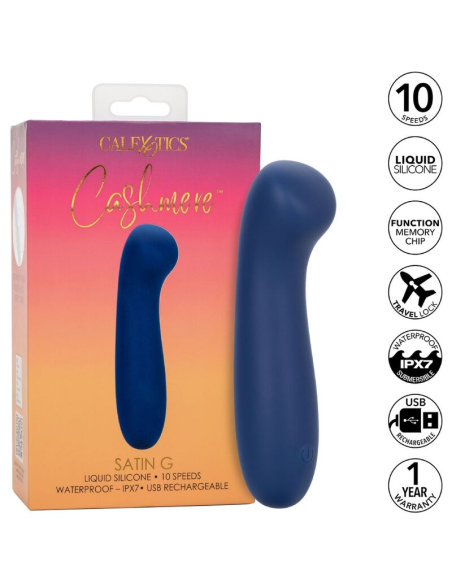 CalExotics Cashmere Satin G Azul - Masajeador Potente e Impermeable para Placer Suntuoso