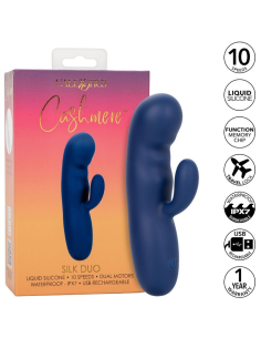 CalExotics Cashmere Silk Duo Azul - Masajeador Doble Motor para Placer Personalizado y Estimulación del Punto G