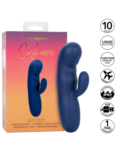 CalExotics Cashmere Silk Duo Azul - Masajeador Doble Motor para Placer Personalizado y Estimulación del Punto G