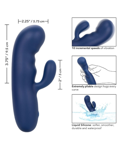 CalExotics Cashmere Silk Duo Azul - Masajeador Doble Motor para Placer Personalizado y Estimulación del Punto G