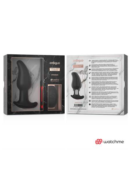 ANBIGUO - WATCHME Control Remoto Plug Anal Vibrador Amadeus con Rotación de Perlas | Placer Sin Límites