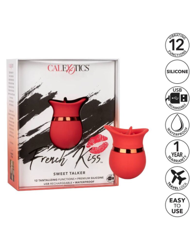 CALEXOTICS French Kiss Sweet Talker - Masajeador Compacto para Placer Orgásmico con 12 Funciones de Vibración