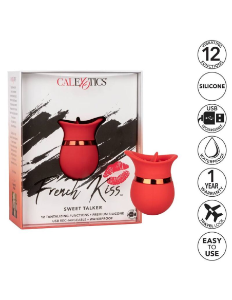 CALEXOTICS French Kiss Sweet Talker - Masajeador Compacto para Placer Orgásmico con 12 Funciones de Vibración