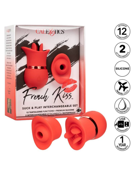 CALEXOTICS French Kiss Suck & Play Set - Doble Placer con 12 Funciones de Vibración y Succión