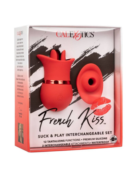 CALEXOTICS French Kiss Suck & Play Set - Doble Placer con 12 Funciones de Vibración y Succión