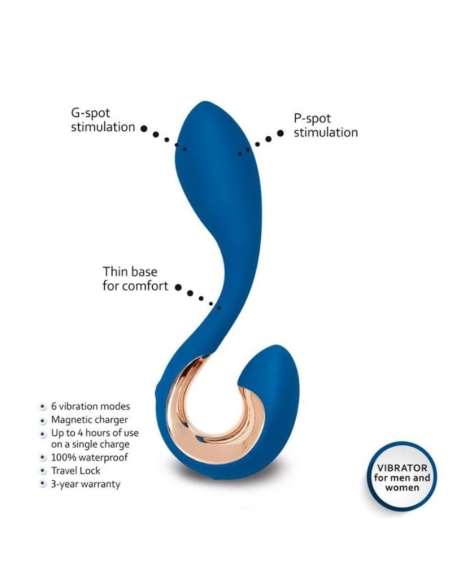 G-VIBE GPOP² - Vibrador Punto G y P Azul Índigo | Potente, Ergonómico e Impermeable