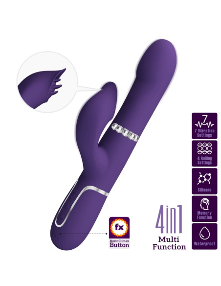 PRETTY LOVE - ZALIN Vibrador Conejito Perlas 4 En 1 | SexPlace.MX