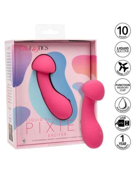 Calexotics Pixies Exciter Rosa: Masajeador de Silicona Líquida con 10 Velocidades y Diseño Versátil