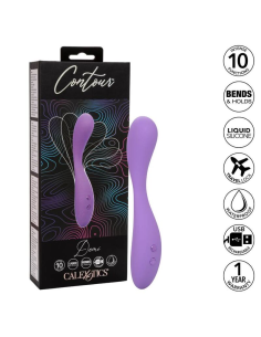 CALEXOTICS Contour Demi Violeta - Masajeador Flexible de Silicona con 10 Funciones de Vibración, Impermeable y Recargable