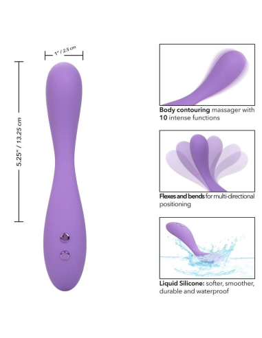 CALEXOTICS Contour Demi Violeta - Masajeador Flexible de Silicona con 10 Funciones de Vibración, Impermeable y Recargable