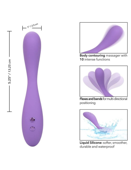 CALEXOTICS Contour Demi Violeta - Masajeador Flexible de Silicona con 10 Funciones de Vibración, Impermeable y Recargable