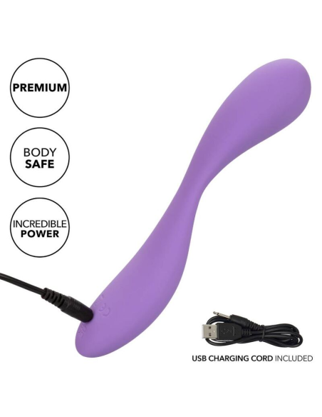 CALEXOTICS Contour Demi Violeta - Masajeador Flexible de Silicona con 10 Funciones de Vibración, Impermeable y Recargable