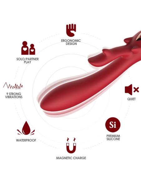 ARMONY - Vibrador Rabbit Curvo Red: Placer Intenso y Diseño Ergonómico