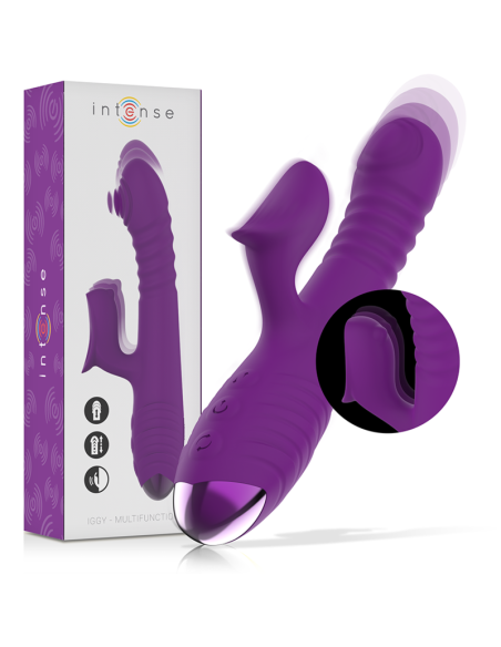 INTENSE IGGY: Vibrador Multifunción Recargable Up & Down con Estimulador de Clítoris - Placer Intenso en Color Morado