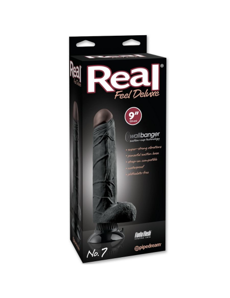 REAL FEEL DELUXE - VIBRADOR NUM 7 NEGRO | Sensación Realista, Ventosa Fuerte y Sumergible