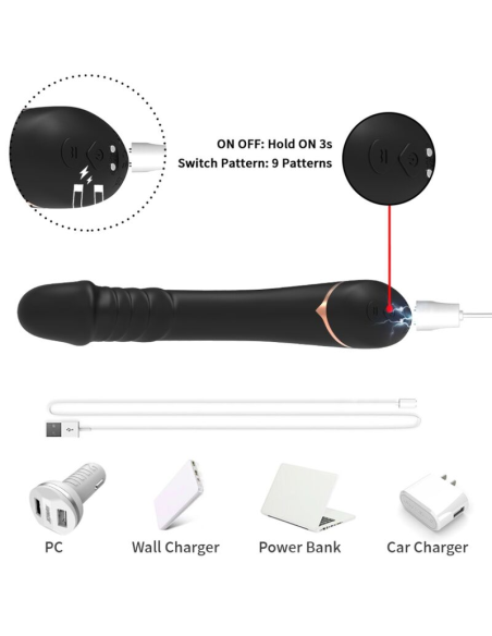 ARMONY - Dildo Vibrador de Silicona Negro | Placer Intenso y 9 Modos de Vibración