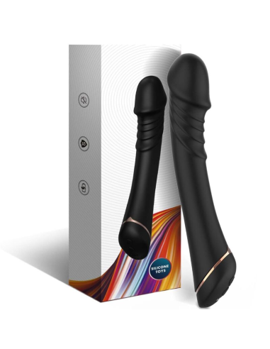 ARMONY - Dildo Vibrador de Silicona Negro | Placer Intenso y 9 Modos de Vibración