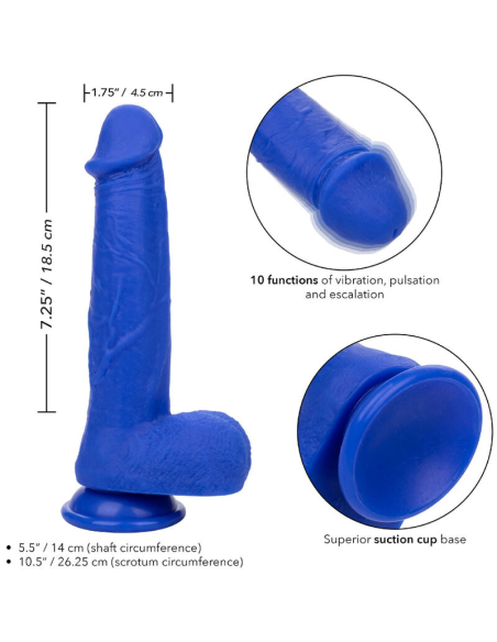 CALEXOTICS Admiral Captain Dildo Vibrador Realista Azul - 10 Funciones y Silicona Impermeable