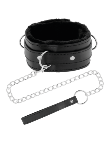 DARKNESS - Collar de Postura Acolchado con Cadena Leather para BDSM y Fetish