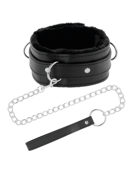 DARKNESS - Collar de Postura Acolchado con Cadena Leather para BDSM y Fetish