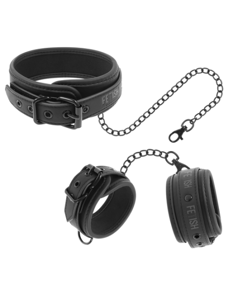 FETISH SUBMISSIVE COLLAR Y ESPOSAS CUERO VEGANO