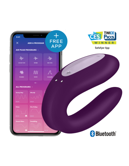 SATISFYER - Double Joy Vibrador Para Parejas App Morado | SexPlace.MX