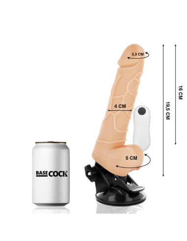 BASECOCK - VIBRADOR REALÍSTICO CONTROL REMOTO NATURAL CON TESTÍCULOS 19.5 CM -O- 4 CM