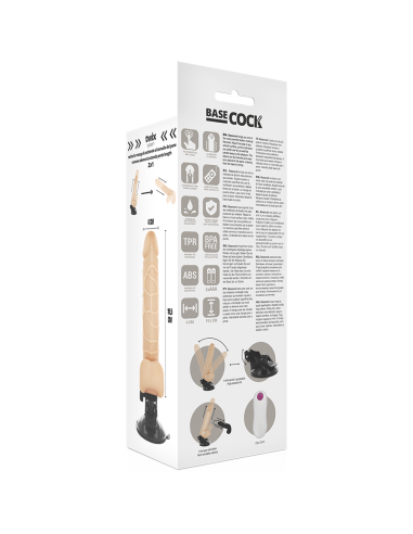 BASECOCK - VIBRADOR REALÍSTICO CONTROL REMOTO NATURAL CON TESTÍCULOS 19.5 CM -O- 4 CM