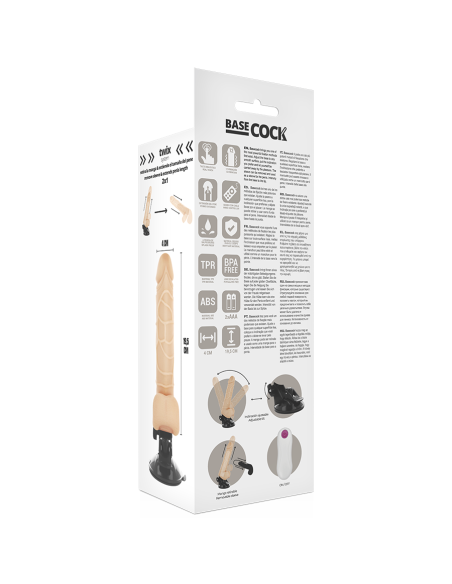 BASECOCK - VIBRADOR REALÍSTICO CONTROL REMOTO NATURAL CON TESTÍCULOS 19.5 CM -O- 4 CM