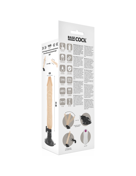 BASECOCK - VIBRADOR REALÍSTICO CONTROL REMOTO NATURAL 20 CM -O- 4 CM
