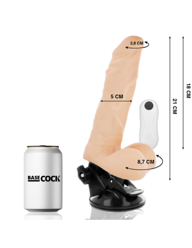 BASECOCK - VIBRADOR REALÍSTICO ARTICULABLE CONTROL REMOTO NATURAL 21 CM -O- 5 CM