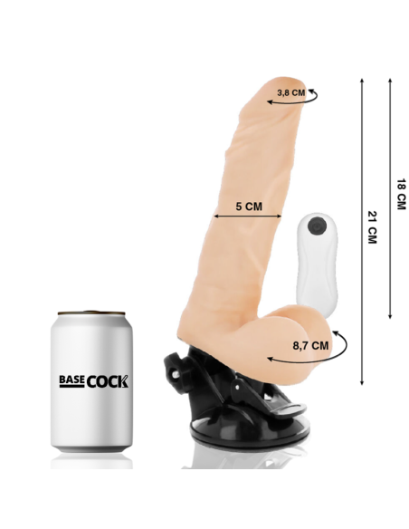 BASECOCK - VIBRADOR REALÍSTICO ARTICULABLE CONTROL REMOTO NATURAL 21 CM -O- 5 CM
