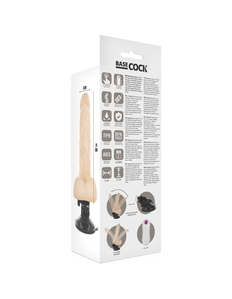 BASECOCK - VIBRADOR REALÍSTICO ARTICULABLE CONTROL REMOTO NATURAL 21 CM -O- 5 CM