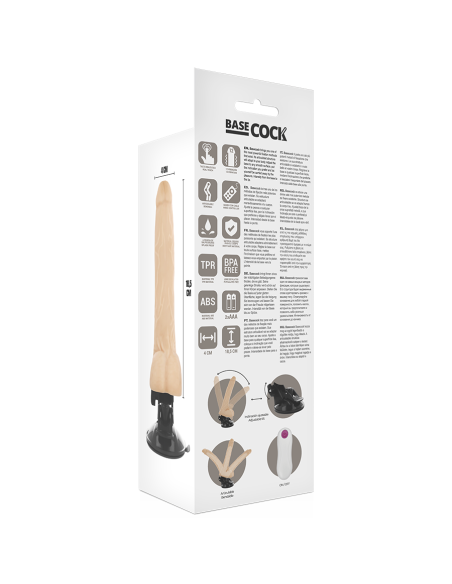 BASECOCK - VIBRADOR REALÍSTICO ARTICULABLE CONTROL REMOTO NATURAL 18.5 CM -O- 4 CM
